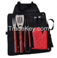 Set tools, apron 6 woolly BBQ tools, BBQ, apron BBQ set, BBQ