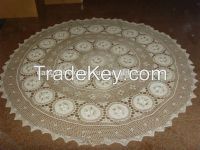 Chinese traditional needlework crocheted tablecloth with ribbon embroidery