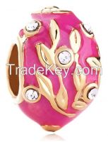 Hand Enameled Metal Easter Faberge Egg Beads For Charms Bracelet