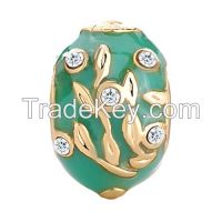 Hand Enameled Metal Easter Faberge Egg Beads For Charms Bracelet