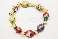 Personalized Fashion Jewelry Enamel Easter Faberge Egg Bracelet For Diy