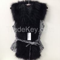 Beautiful spectacular coat  vest of fur   BLACK RACCOON