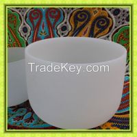 Frosted quartz crystal singing bowls with &quot;CDEFGAB&quot; note