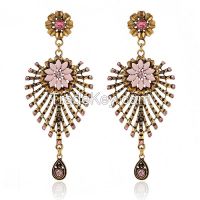 2015 new retro  rhinestone alloy drop earrings flower