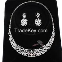 Alamodeonline Rhodium AAA Grade CZ Bridal Jewelry Sets