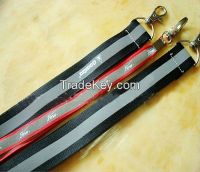 Reflective Printing Lanyards Black Polyester Promotional Lanyards with White Silkscreen Imprint