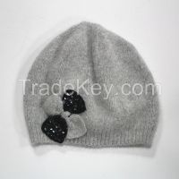 Angola and wool blending yarns knitting hat for lady