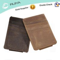 Men Personalized Slim Leather Credit Card Magnetic Money Clip Wallet