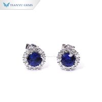 Tianyu gems 14k/18k lab grown sapphire melee moissanite white gold stud earrings