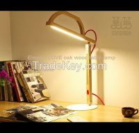 Unique oak wood table lamp,hand made Chinese desk lamp for kids office