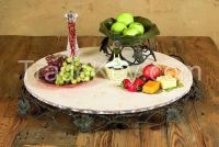 siena Iron base marble top cake stand / cake tray / fruit plate / pastry tray / egg tarts dish wedding decoration From China