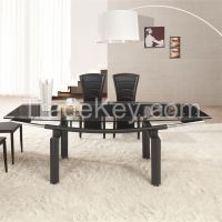 L808B Modern Design Extendable Dining Table with Tempered Glass Top