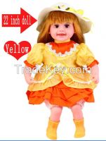 22 inch Hot sale cheap girl baby doll, singing doll, lovely doll american girl toy reborn