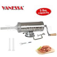 5 lbs Homemade Sausage Maker Meat Stuffer With Suction Base Stainless Steel Hand Operated Salami Maker Manual Home Sausage Filler