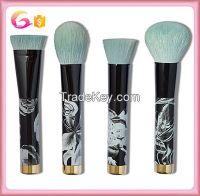 Spring makeup brush set with floral rounded cylinder handle