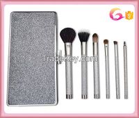 Professional 6PCS Set Face and Eye Cosmetic Makeup Brush with Beauty rectangular metal clutch 