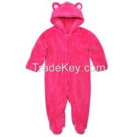 2015 New Arrival Baby Winter clothes Of Coral Fleece Hooded Baby Jumpsuits