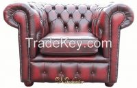 Chesterfield Low Back Club Armchair Antique Oxblood Leather