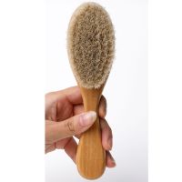 Natural Soft Goat Hair Brush Baby Kids Shower Wooden Baby Hair Brush