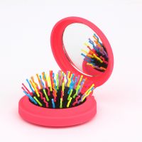 Mini Folding Hair brush with Mirror Detangling Hair brush